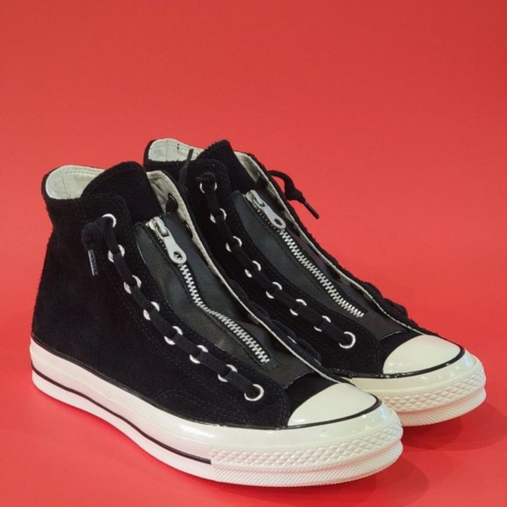 Converse Women's Chuck 70 Hi Zip Suede 159756C Black/Egret Size 5